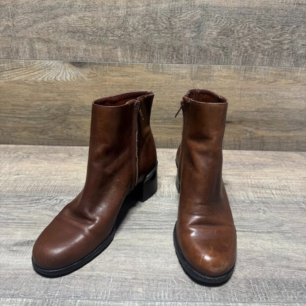 Gianni Bini Brown Leather Ankle Boots Women's Size 7.5